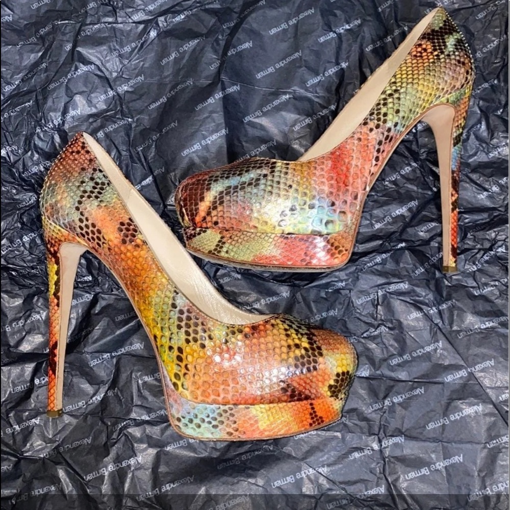 Alexandre Birman Multi Color Python Snake Heels Size 38 - Picture 10 of 16